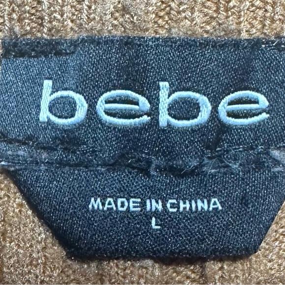 Bebe Rhinestone Logo Ribbed Long Sleeve Crewneck Y2K 90’s Sweater Top - Size L - Picture 4 of 7